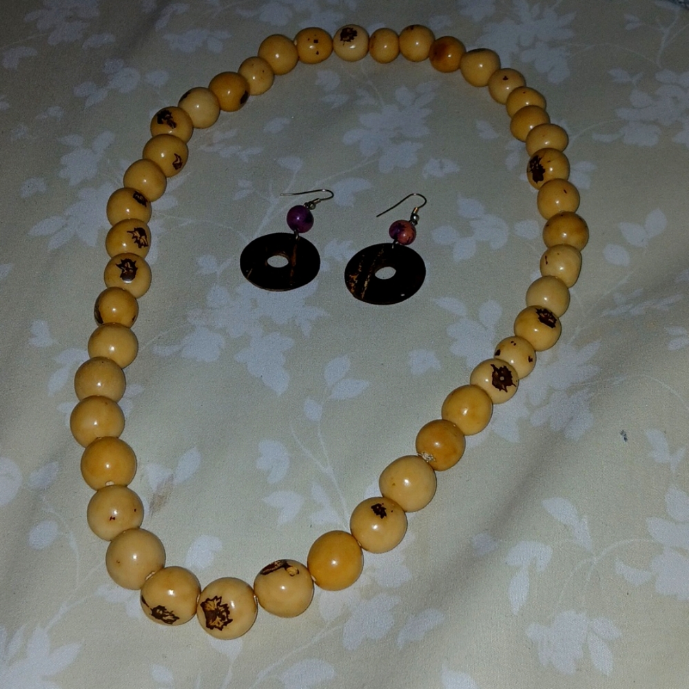 Bombona seed , coconut ,acai  jewelry Set.